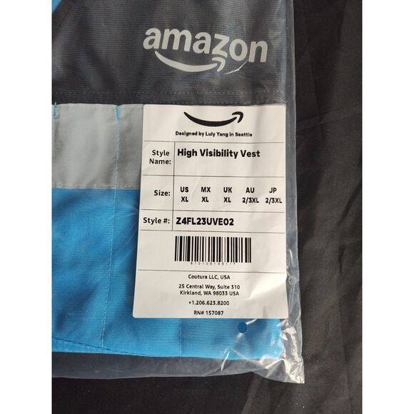 Amazon High Visibility Full Zip Unisex Vest Sz XL NEW - Picture 3 of 3